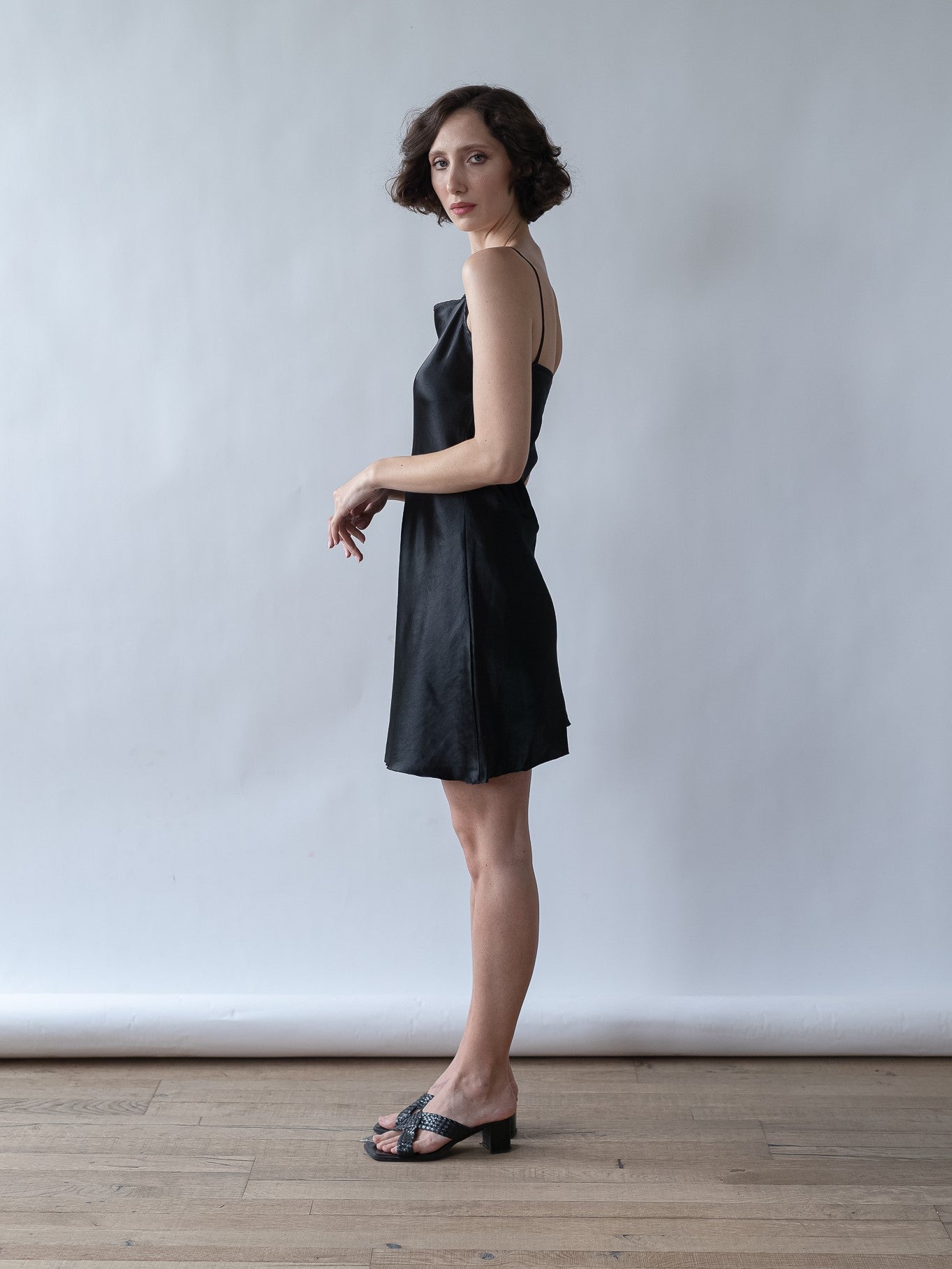 Vintage 90's Little black slip mini dress (S)