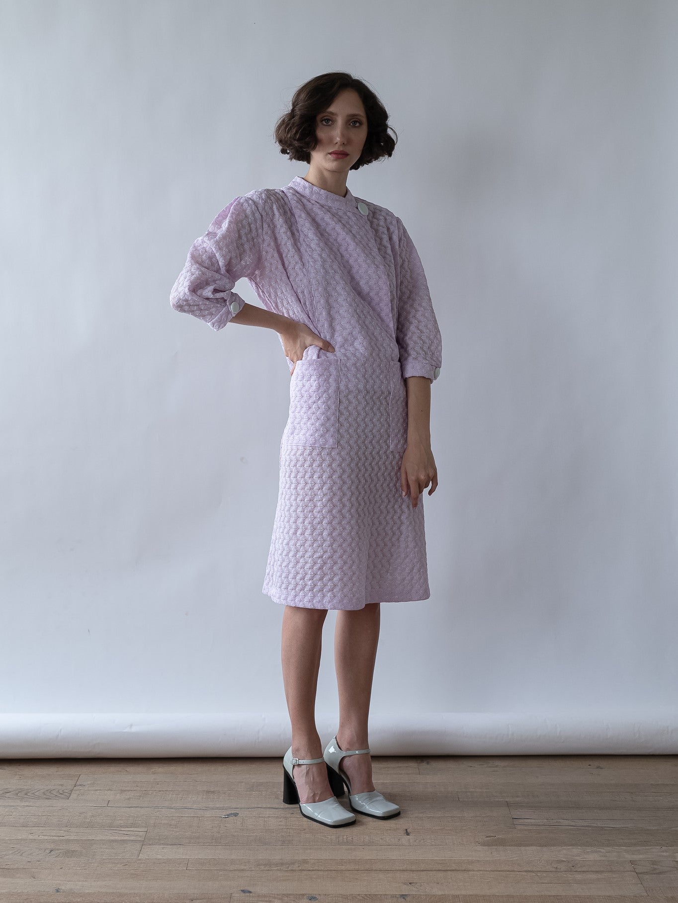 Vintage 60's Lilac Knitted Midi Dress (M)