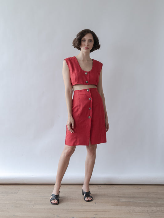 Vintage reworked 80's red co-ord set (M)