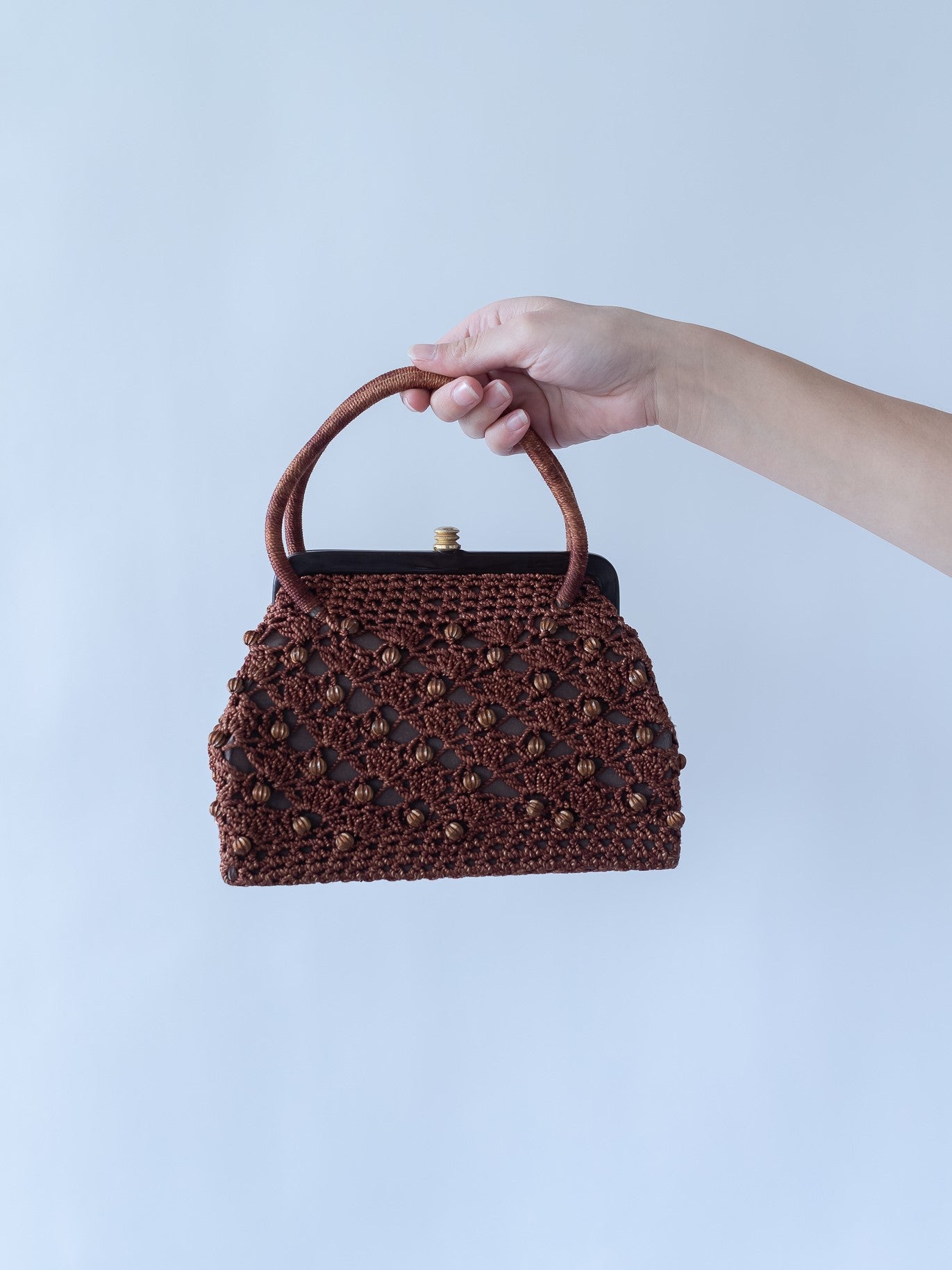 Vintage 90's crochet brown mini bag