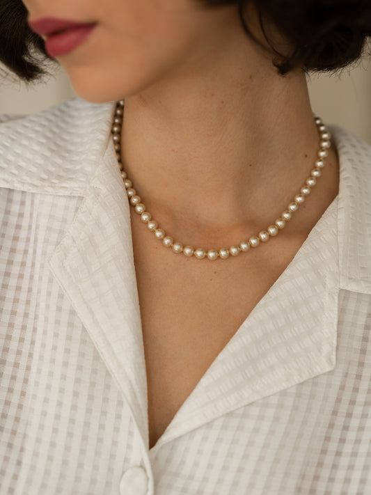Vintage 80's Genuine Champagne Pearls Necklace