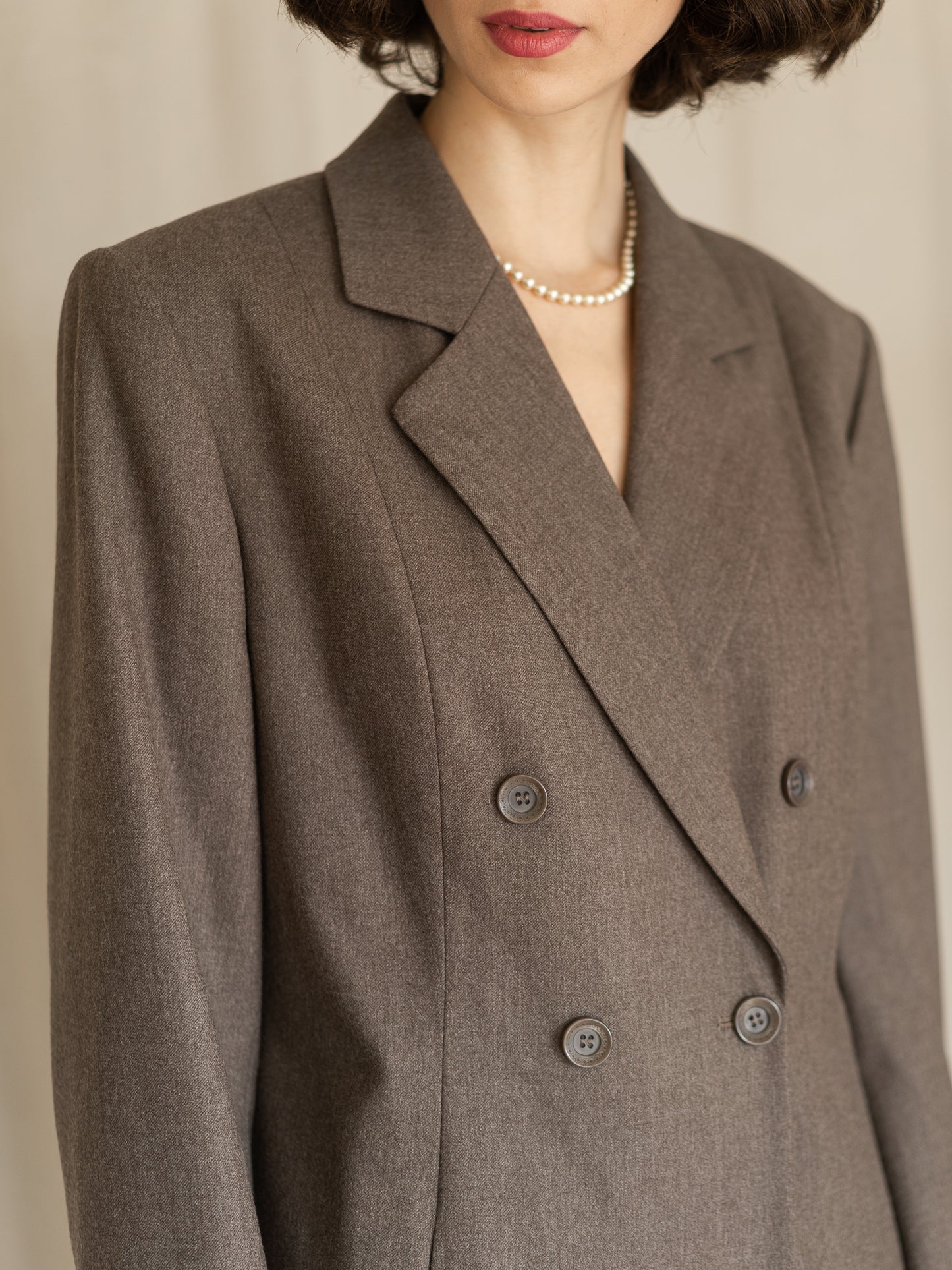 Vintage 90's Double Breasted Wool Brownish Blazer (M)
