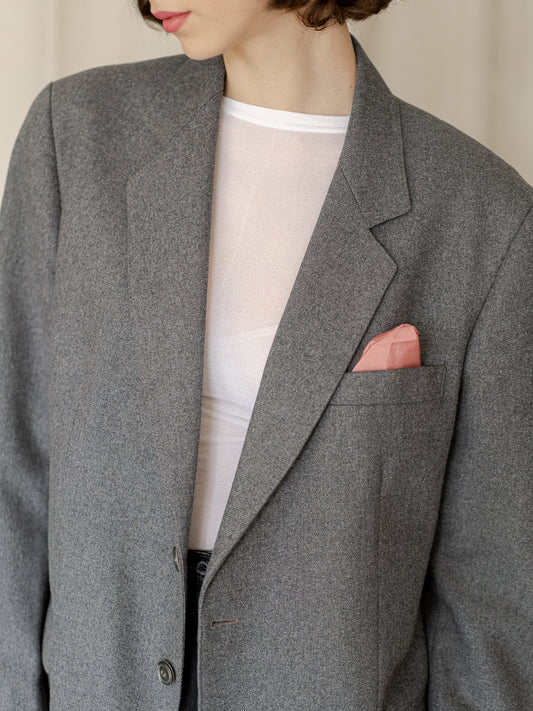 Vintage 90's Grey Wool Single Breasted Blazer (M)