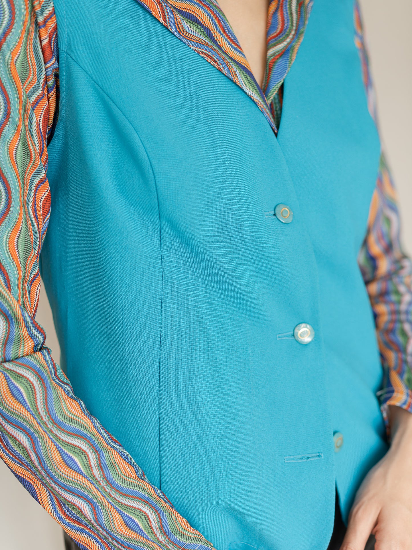 Vintage Handmade Turquoise Vest With A Back Tie (M)