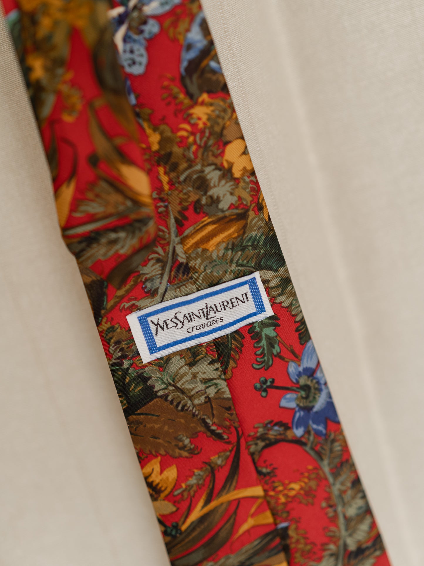 Vintage 80's Yves Saint Laurent Silk Floral Necktie