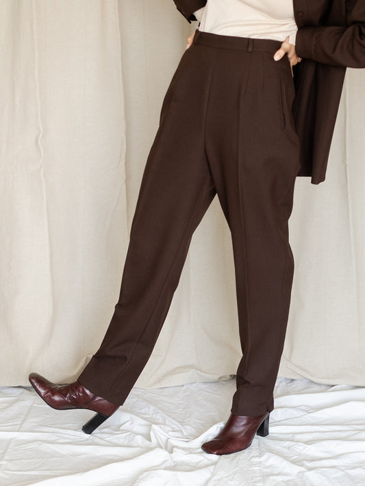 Vintage 90's Chocolate Brown High Waisted Pants (M)
