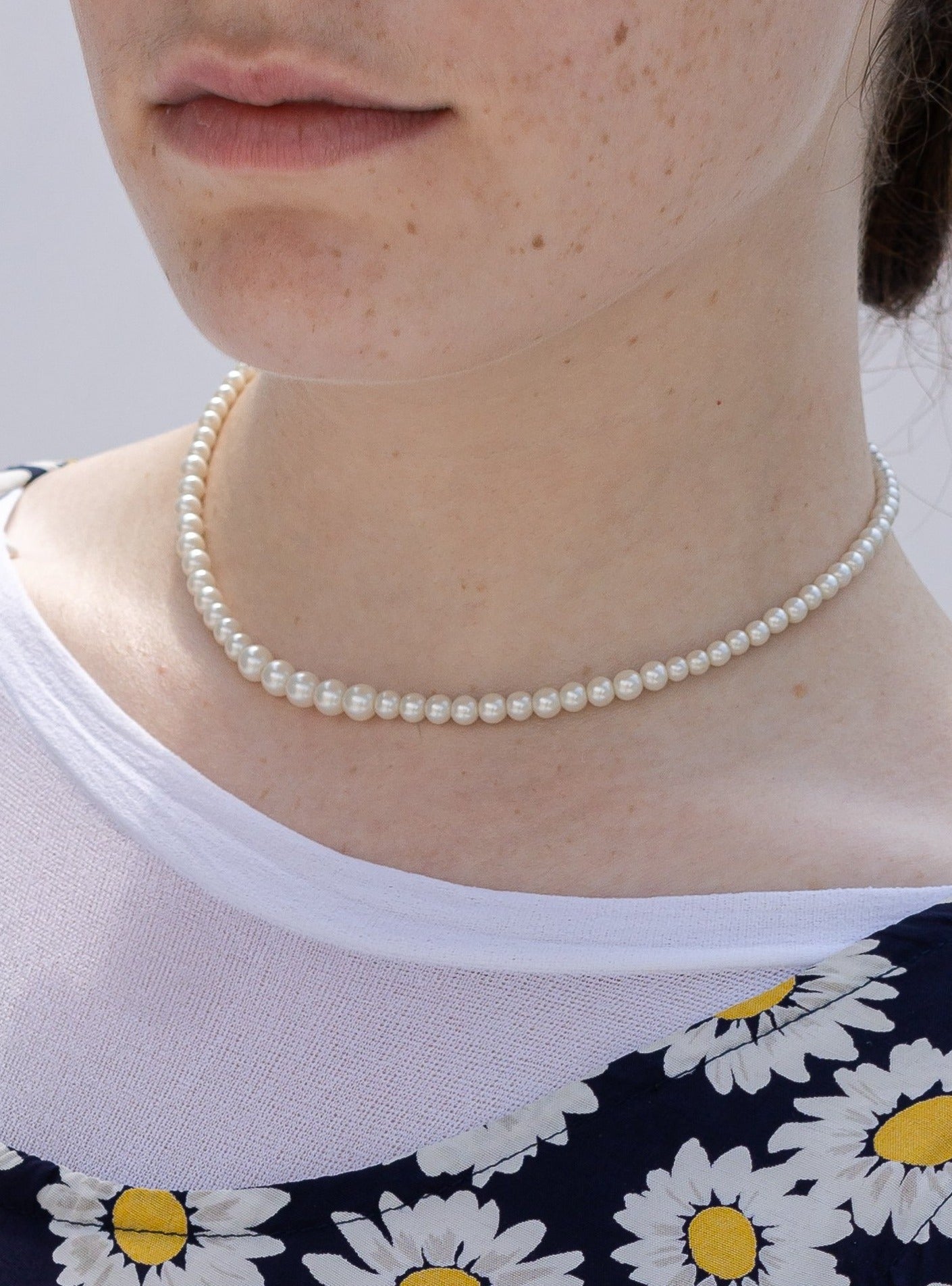 Vintage 80's Real Pearl Choker Necklace