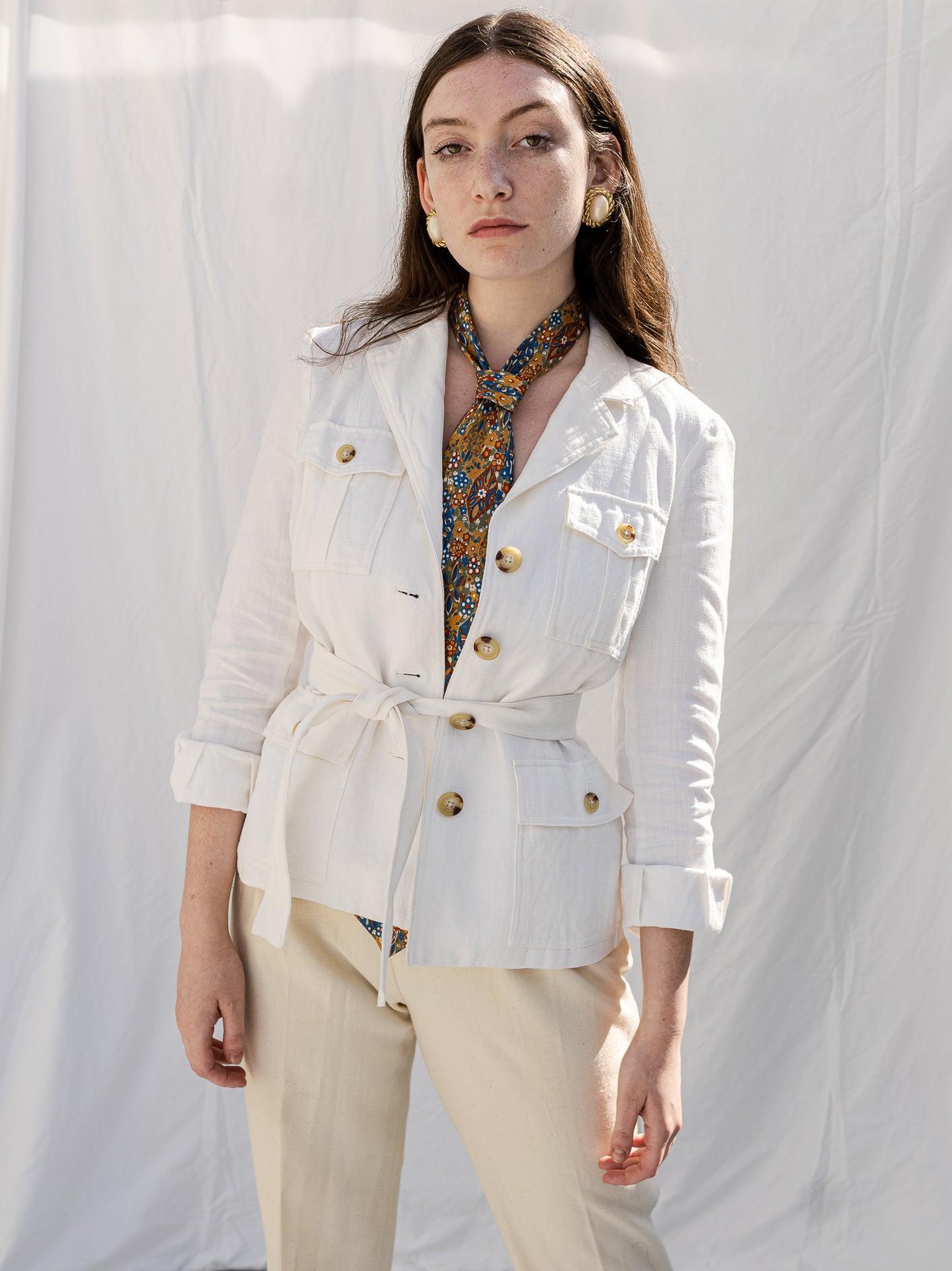 Vintage 90's Ralph Lauren White Linen Jacket (S)