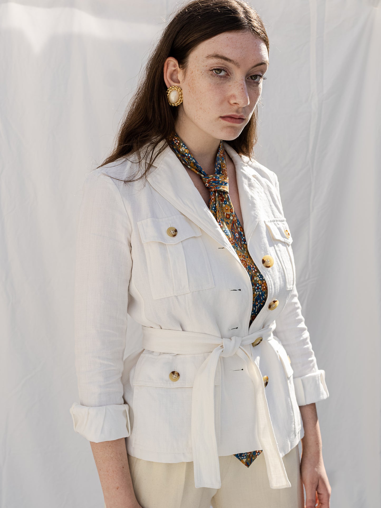 Vintage 90's Ralph Lauren White Linen Jacket (S)