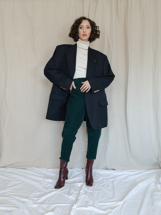 Vintage 80's Corduroy High Waisted Forest Green Pants (44EU)