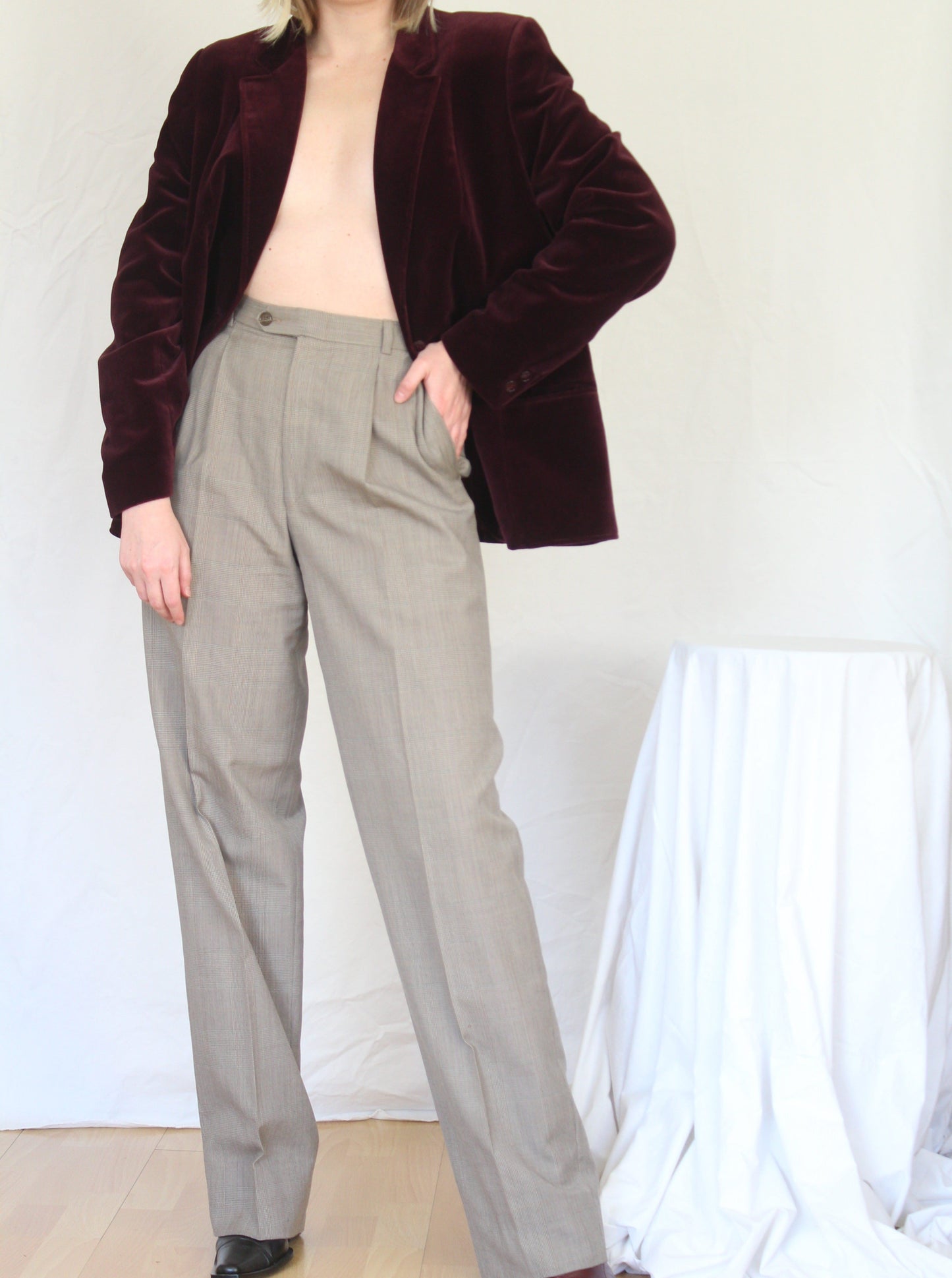 Vintage 80's French Painter Wide Leg Tailored Pants (36)