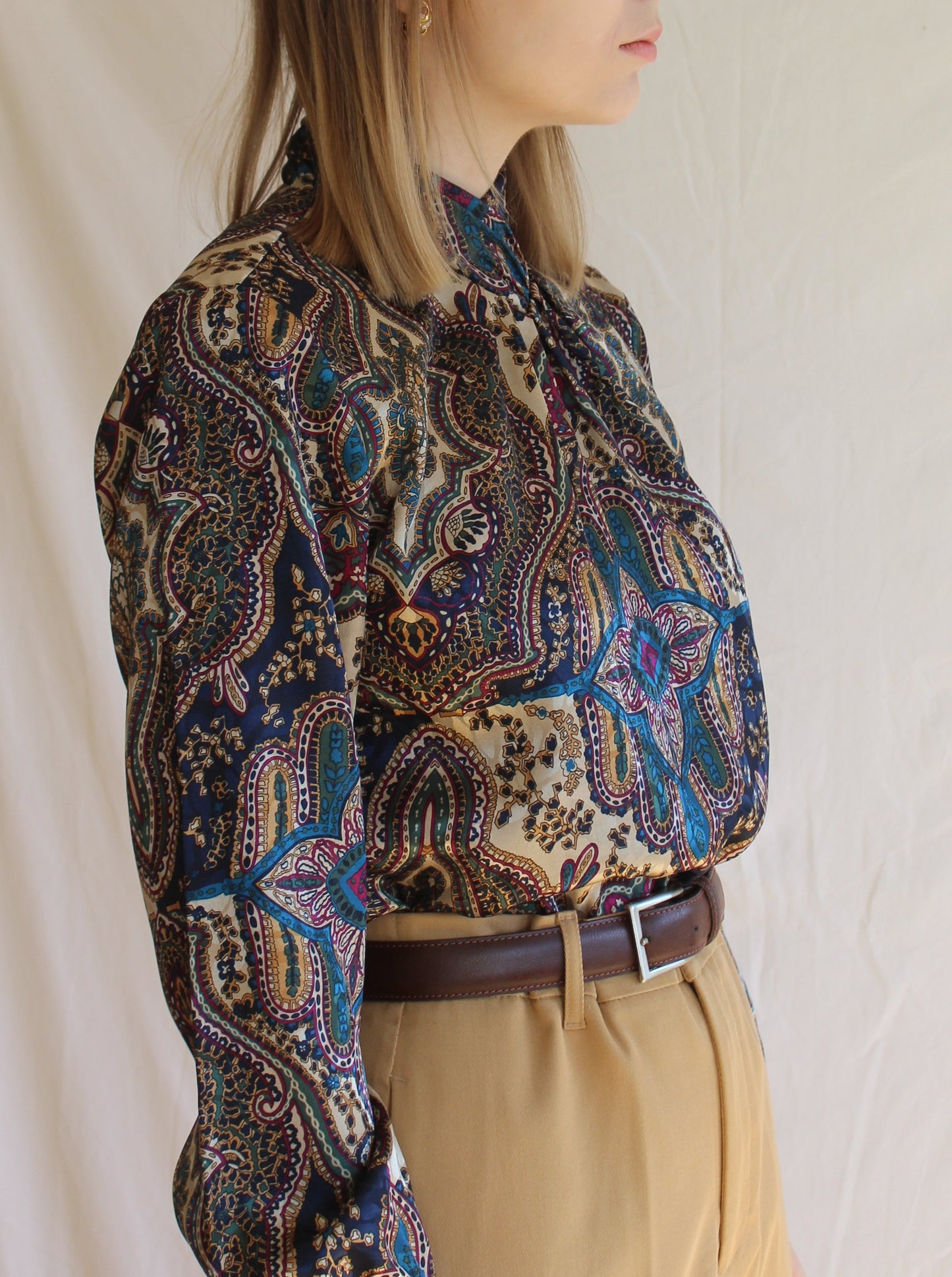 Vintage 80's Marrakech Style Collar Blouse (S)