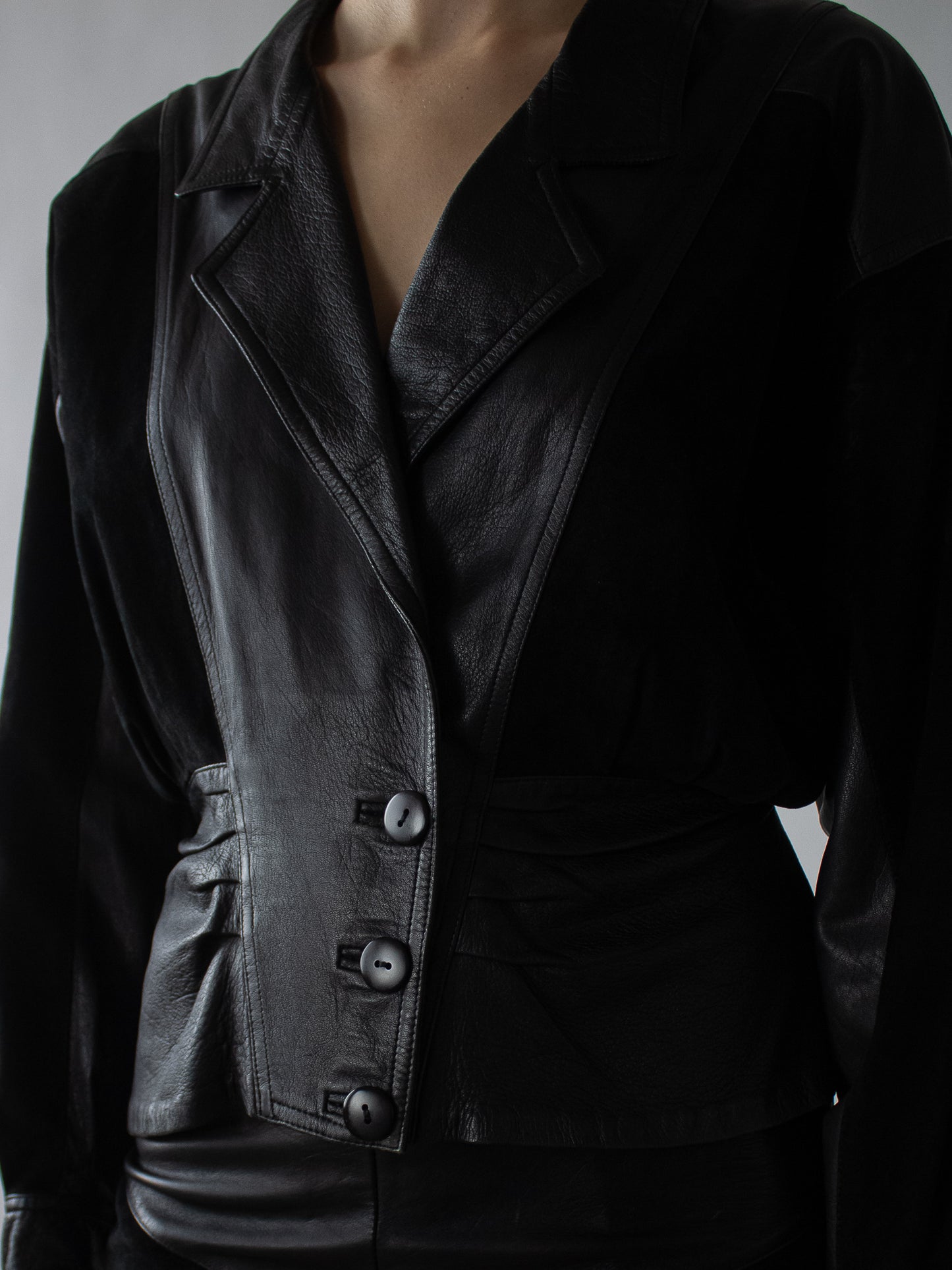 Vintage 80's Leather And Suede Black Jacket (36)