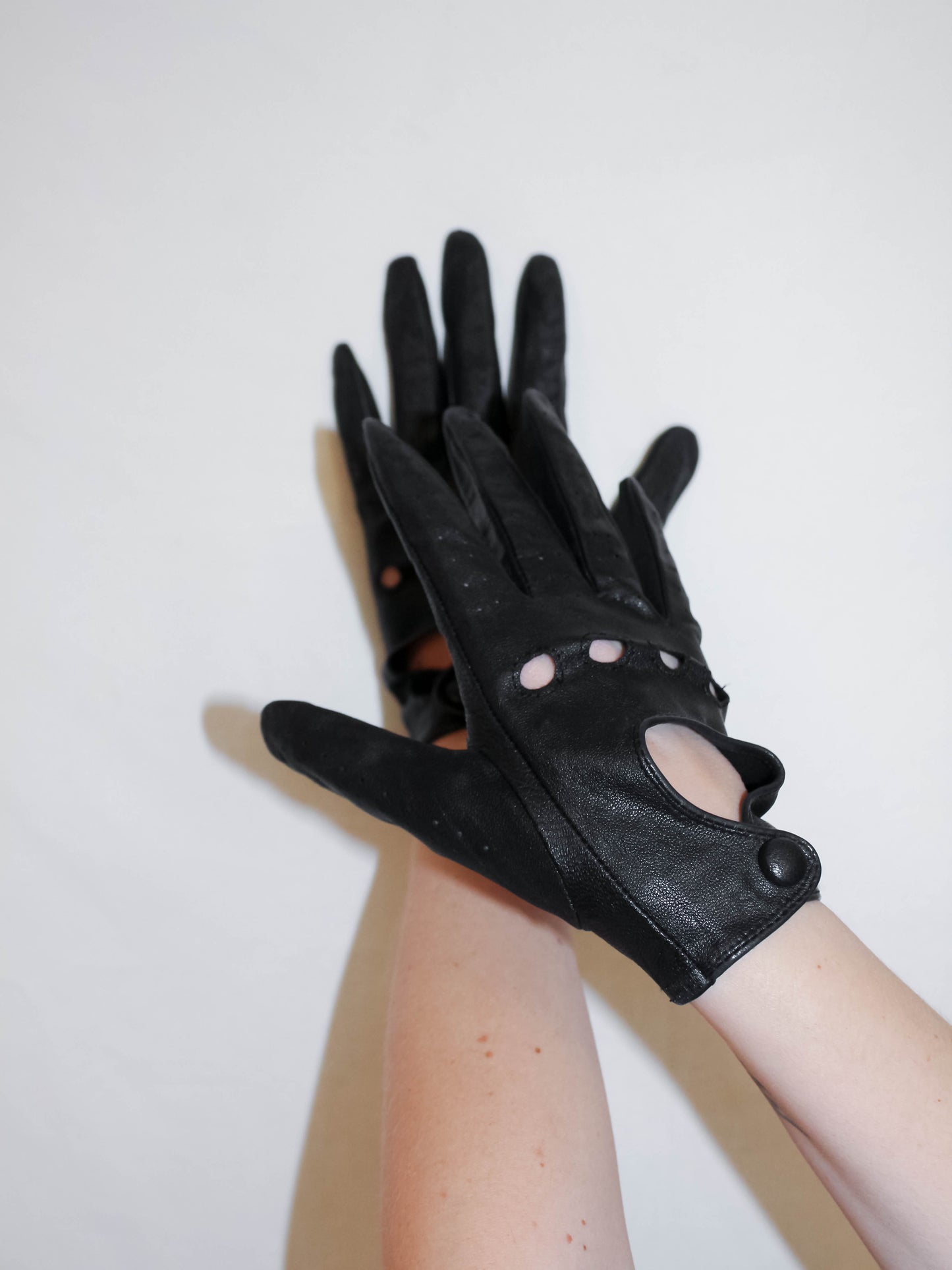 Vintage 80's Don't Mess With Me Black Leather Motorcycle Gloves