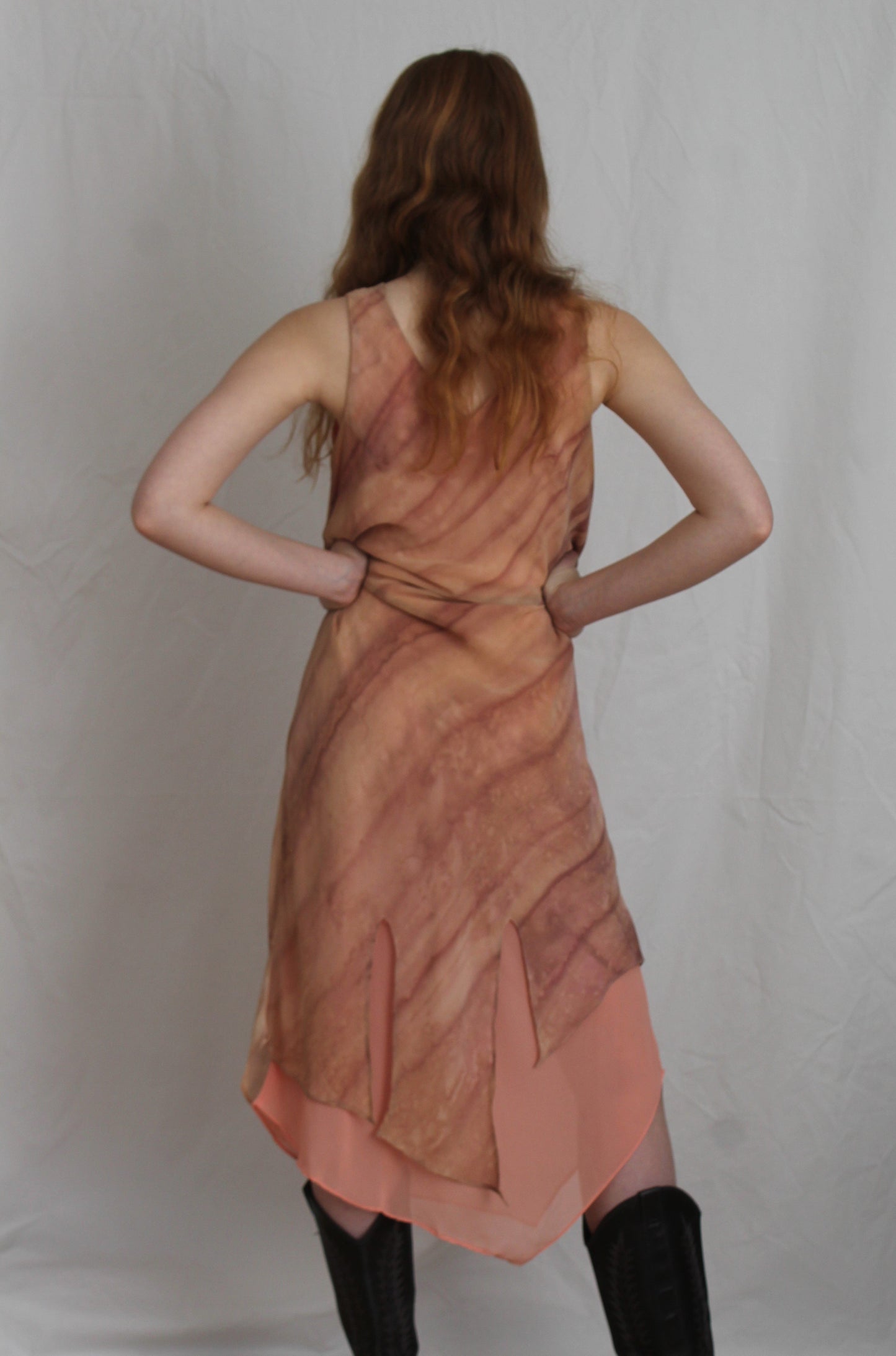 Vintage Y2K Pink Lemonade Marble Asymmetrical Midi Dress (S)