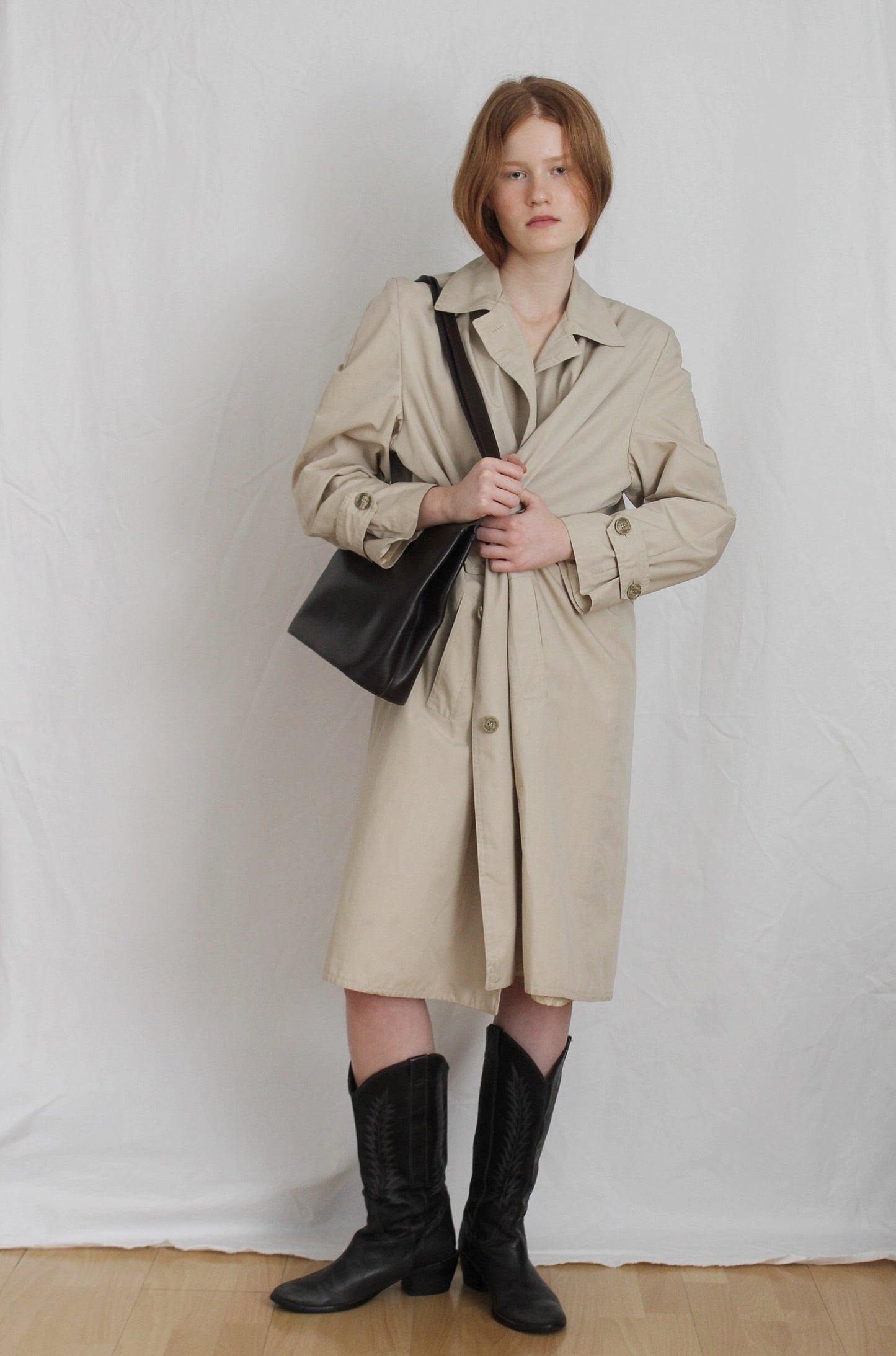 Vintage 80's Sherlock Latte Double Breasted Trench Coat (M)